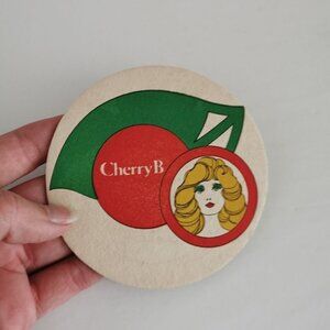 Vintage Cherry B Coaster 70s Woman Wine Cocktail Beer Mat 2-Sided Breweriana